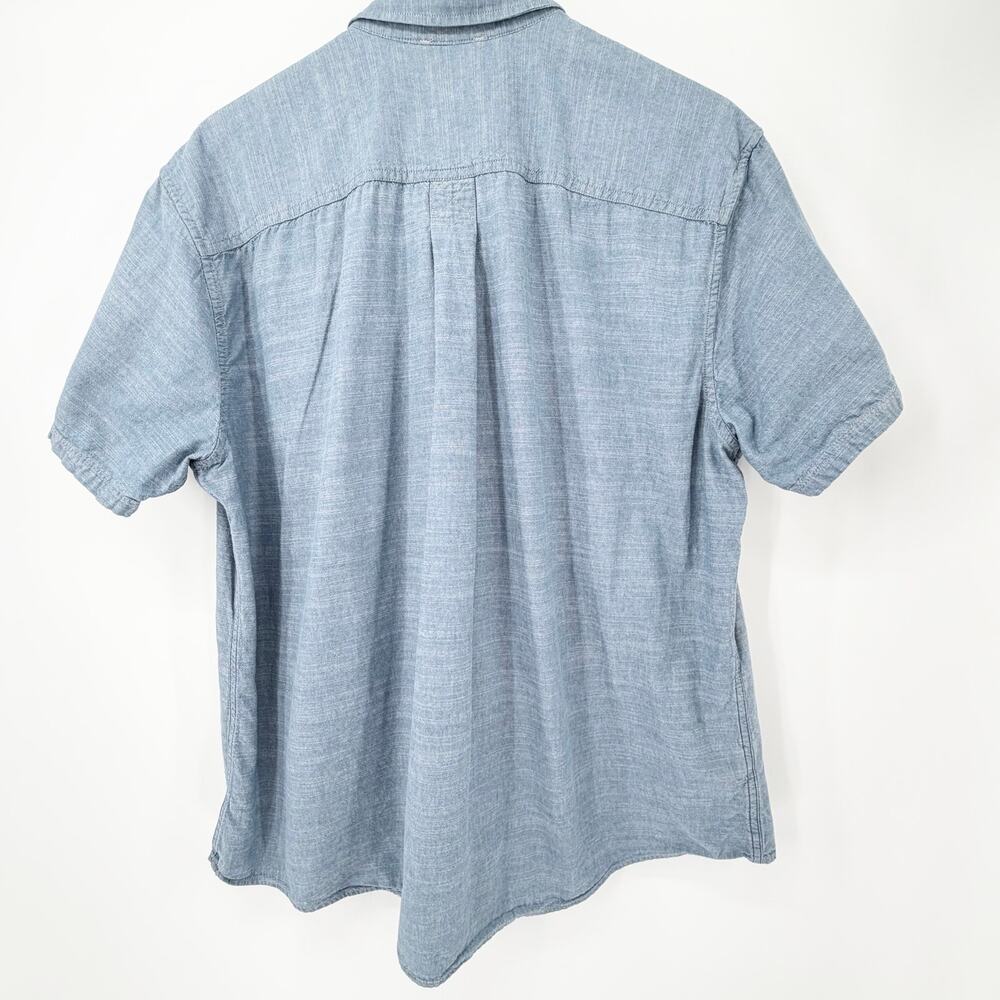 Eddie Bauer Mens XL Chambray Button Down Shirt Blue Short Sleeve 100% Cotton EUC - Picture 6 of 8